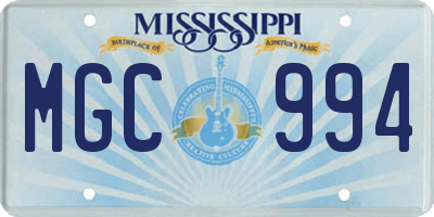 MS license plate MGC994