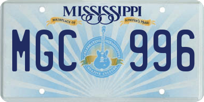 MS license plate MGC996
