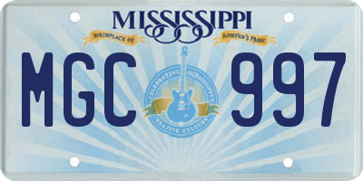 MS license plate MGC997