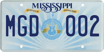 MS license plate MGD002