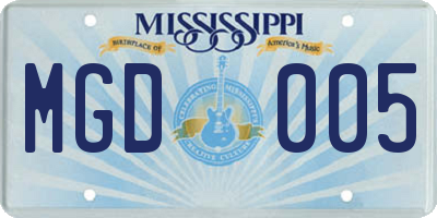 MS license plate MGD005