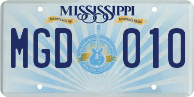 MS license plate MGD010
