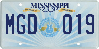 MS license plate MGD019