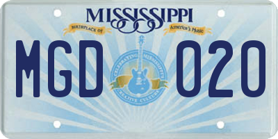 MS license plate MGD020