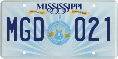 MS license plate MGD021
