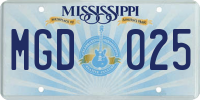 MS license plate MGD025