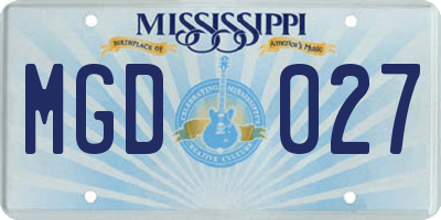 MS license plate MGD027