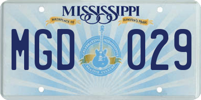 MS license plate MGD029
