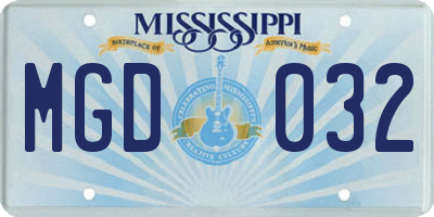 MS license plate MGD032
