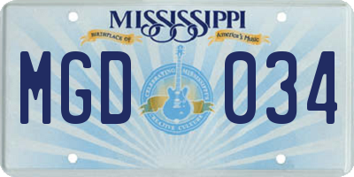 MS license plate MGD034