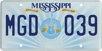 MS license plate MGD039