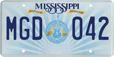 MS license plate MGD042