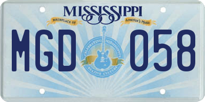 MS license plate MGD058