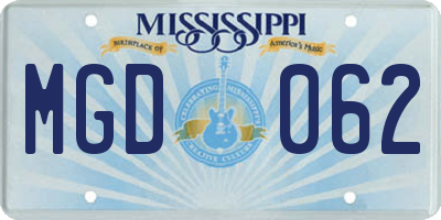 MS license plate MGD062
