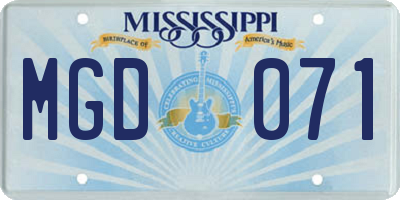 MS license plate MGD071
