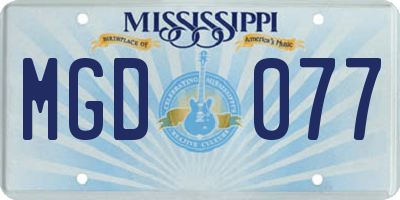 MS license plate MGD077