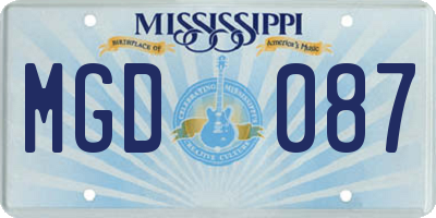 MS license plate MGD087