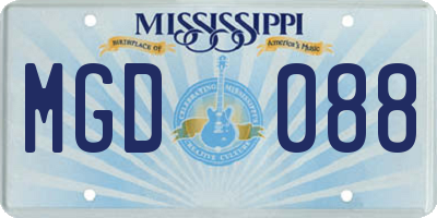 MS license plate MGD088
