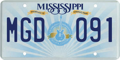 MS license plate MGD091