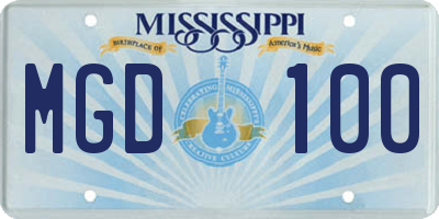 MS license plate MGD100
