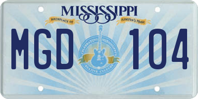 MS license plate MGD104