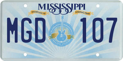MS license plate MGD107