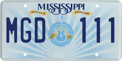 MS license plate MGD111