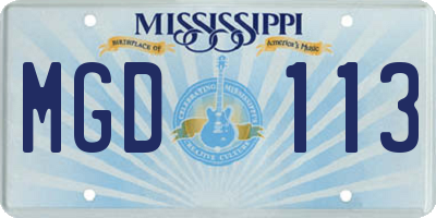 MS license plate MGD113