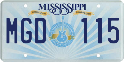 MS license plate MGD115