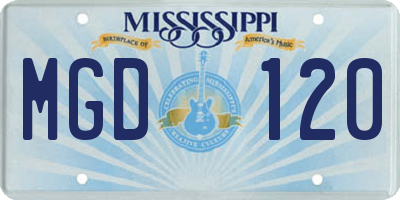 MS license plate MGD120