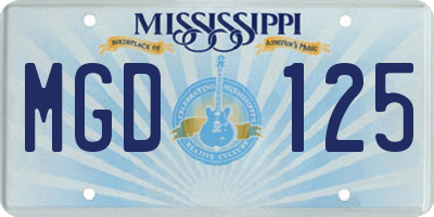 MS license plate MGD125