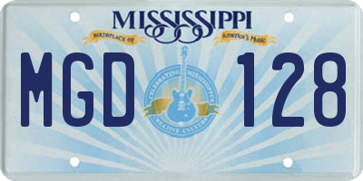 MS license plate MGD128