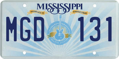 MS license plate MGD131