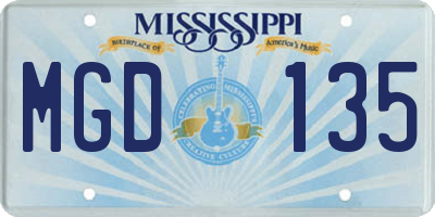 MS license plate MGD135