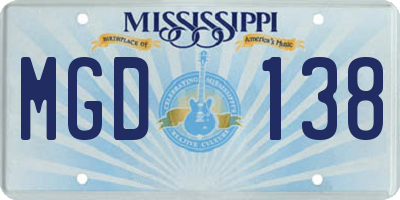 MS license plate MGD138