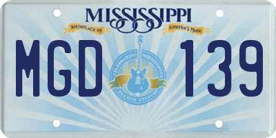 MS license plate MGD139
