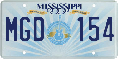 MS license plate MGD154