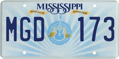 MS license plate MGD173