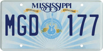 MS license plate MGD177