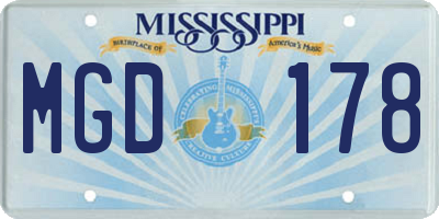 MS license plate MGD178
