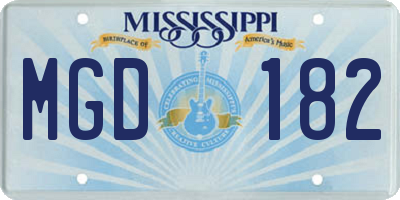 MS license plate MGD182
