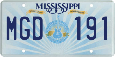 MS license plate MGD191