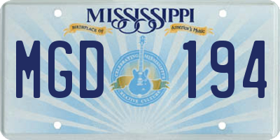 MS license plate MGD194