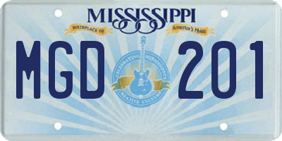 MS license plate MGD201
