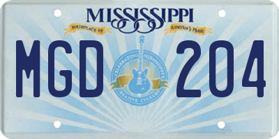 MS license plate MGD204