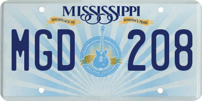 MS license plate MGD208