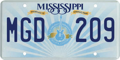MS license plate MGD209