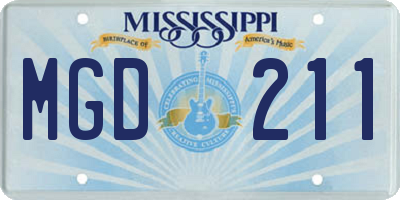 MS license plate MGD211