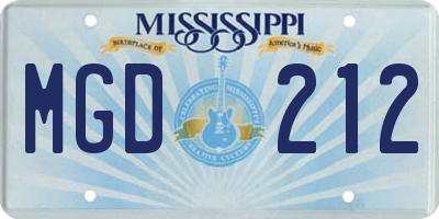 MS license plate MGD212