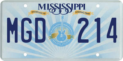 MS license plate MGD214